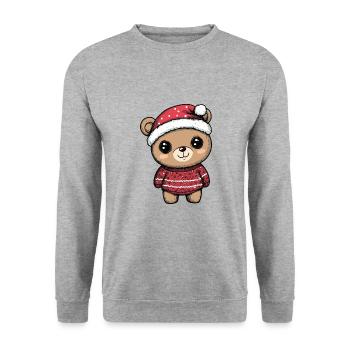 Bear Christmas Comic - Unisex Sweatshirt - salt & pepper - Front - Alina (178cm) & Michal (187cm)