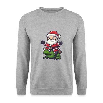 Frog Santa Claus - Unisex Sweatshirt - salt & pepper - Front - Alina (178cm) & Michal (187cm)