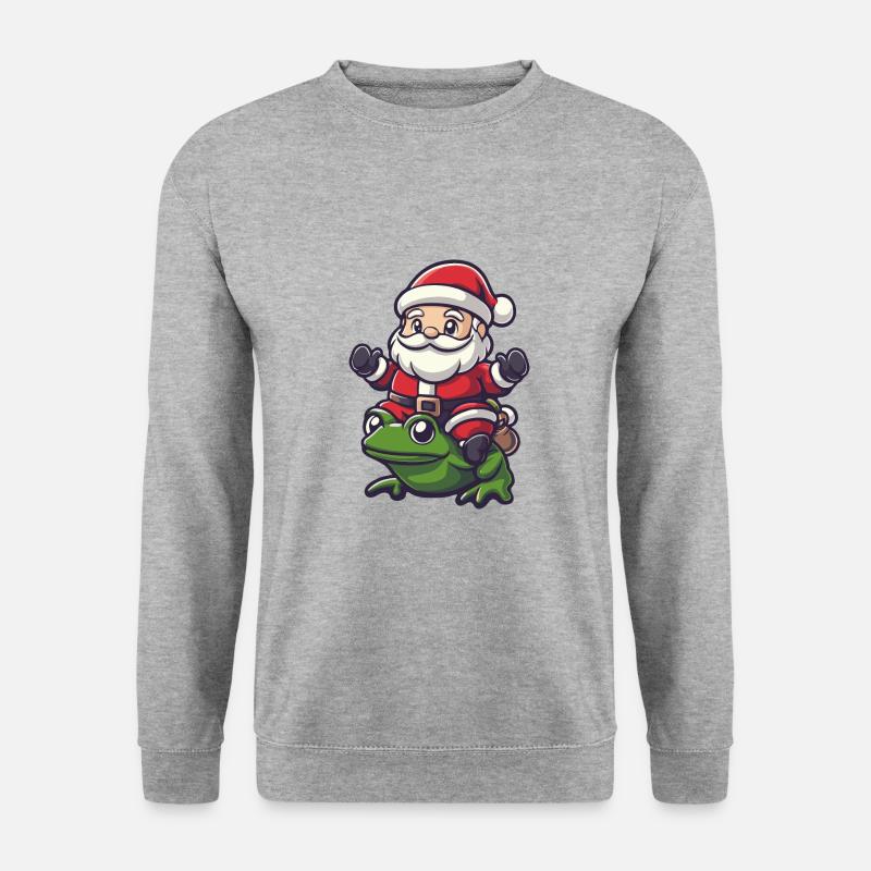 Frosch Weihnachtsmann - Unisex Pullover - Weißgrau meliert