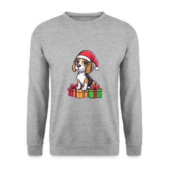 Beagle Hund Weihnachten Geschenke - Unisex Pullover - Weißgrau meliert - Vorne - Alina (178cm) & Michal (187cm)