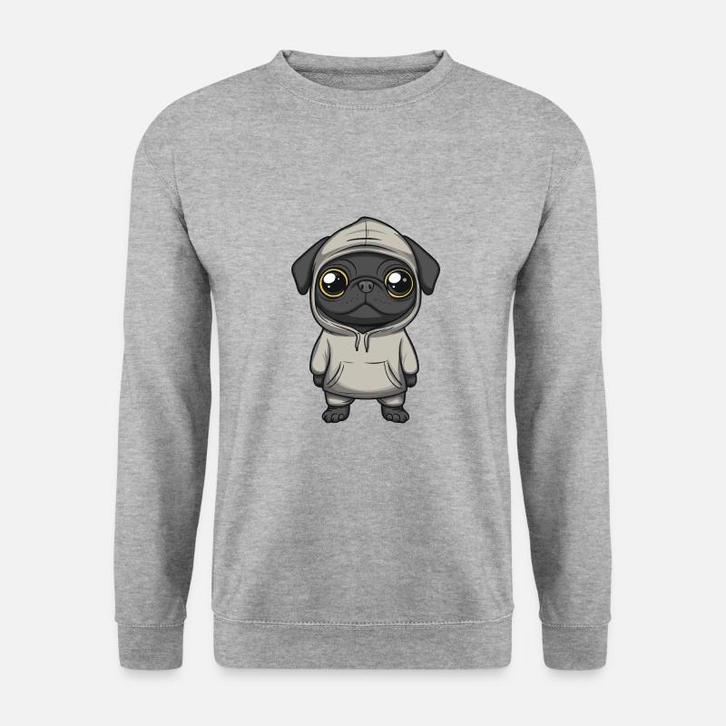 Mops Hund Lustig - Unisex Pullover - Weißgrau meliert