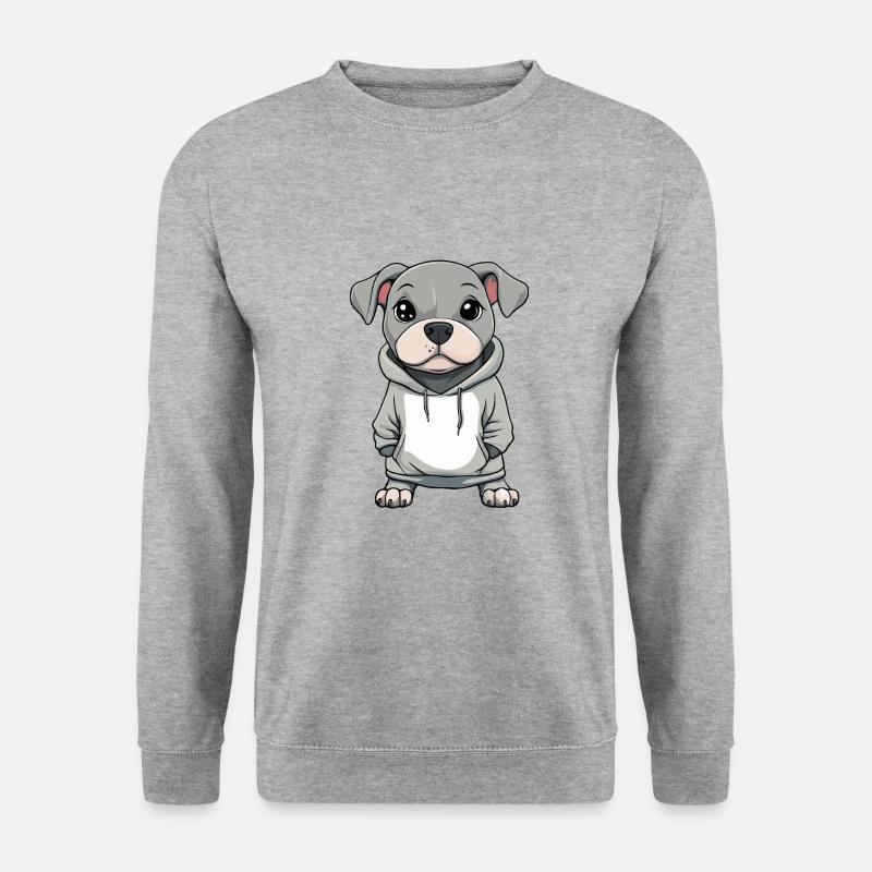 Pit Terrier Hund Lustig - Unisex Pullover - Weißgrau meliert