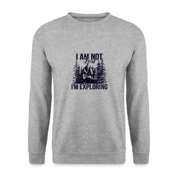 I am not lost I explore, Wander saying - Unisex Sweatshirt - salt & pepper - Front - Alina (178cm) & Michal (187cm)