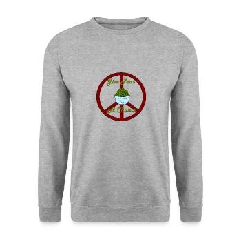 Gib Erbsen eine Chance - Unisex Pullover - Weißgrau meliert - Vorne - Alina (178cm) & Michal (187cm)