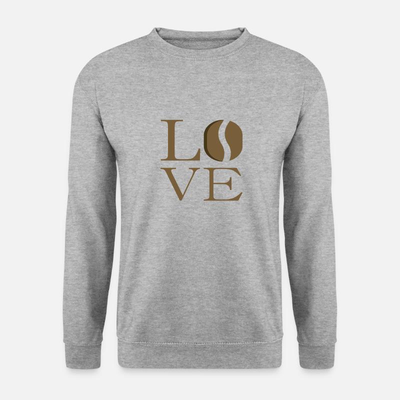 Love Coffe - Kaffee Liebhaber Geschenkidee - Unisex Pullover - Weißgrau meliert
