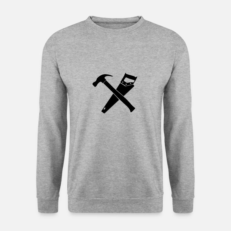 Hammer und SägenDesign - Unisex Pullover - Weißgrau meliert