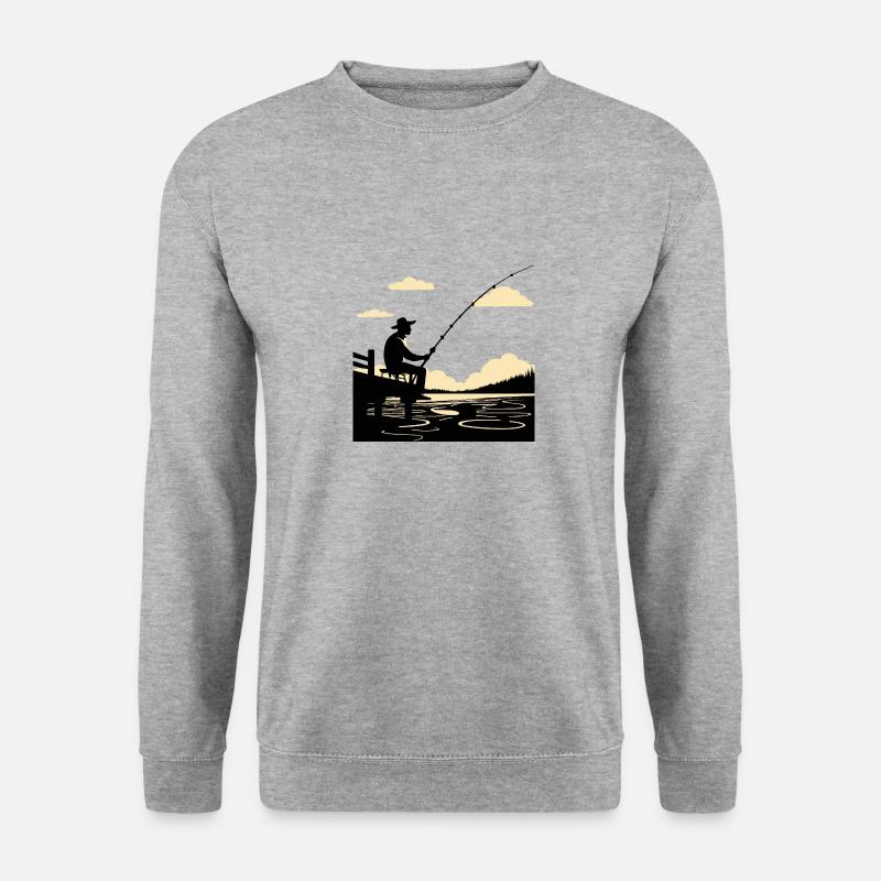 Fischer Zeichnung - Unisex Pullover - Weißgrau meliert
