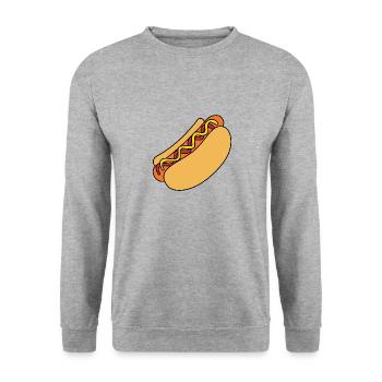 Hot Dog Fast Food Food NYC Saucisses - Sweat-shirt Unisexe - gris chiné - Devant - Alina (178cm) & Michal (187cm)