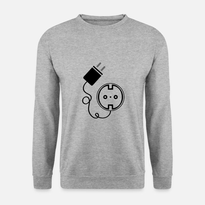Steckdose Icon Strom - Unisex Pullover - Weißgrau meliert