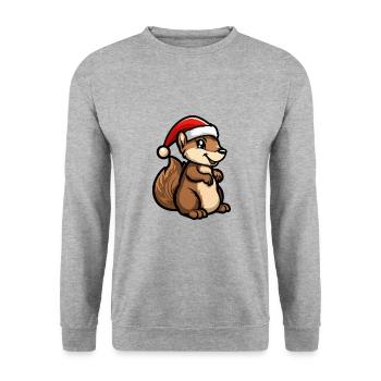 Squirrel Christmas - Unisex Sweatshirt - salt & pepper - Front - Alina (178cm) & Michal (187cm)