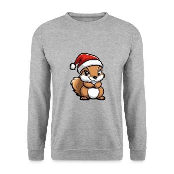 Squirrel Christmas Christmas - Unisex Sweatshirt - salt & pepper - Front - Alina (178cm) & Michal (187cm)