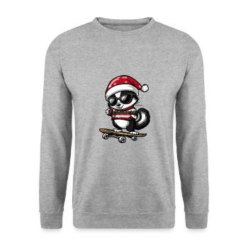 Stinktier Weihnachten Lustig - Unisex Pullover - Weißgrau meliert - Vorne - Alina (178cm) & Michal (187cm)