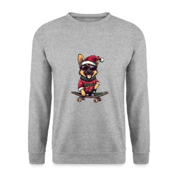 German Shepherd Christmas Funny - Unisex Sweatshirt - salt & pepper - Front - Alina (178cm) & Michal (187cm)