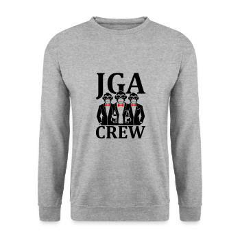 Junggesellen Crew JGA - Unisex Pullover - Weißgrau meliert - Vorne - Alina (178cm) & Michal (187cm)