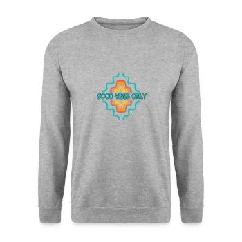 nur gute Laune - Unisex Pullover - Weißgrau meliert - Vorne - Alina (178cm) & Michal (187cm)