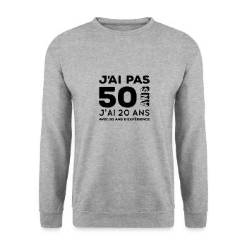 Anniversaire 50 ans - Sweat-shirt Unisexe - gris chiné - Devant - Alina (178cm) & Michal (187cm)