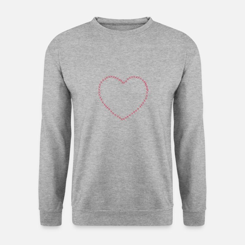 Stichherz - Unisex Pullover - Weißgrau meliert