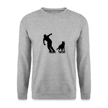 Skater with dog - Unisex Sweatshirt - salt & pepper - Front - Alina (178cm) & Michal (187cm)