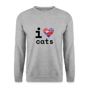 I Love cats! - Unisex Pullover - Weißgrau meliert - Vorne - Alina (178cm) & Michal (187cm)