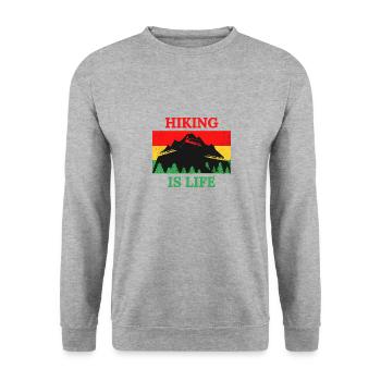 La randonnée est la vie tshirt de montagne - Sweat-shirt Unisexe - gris chiné - Devant - Alina (178cm) & Michal (187cm)