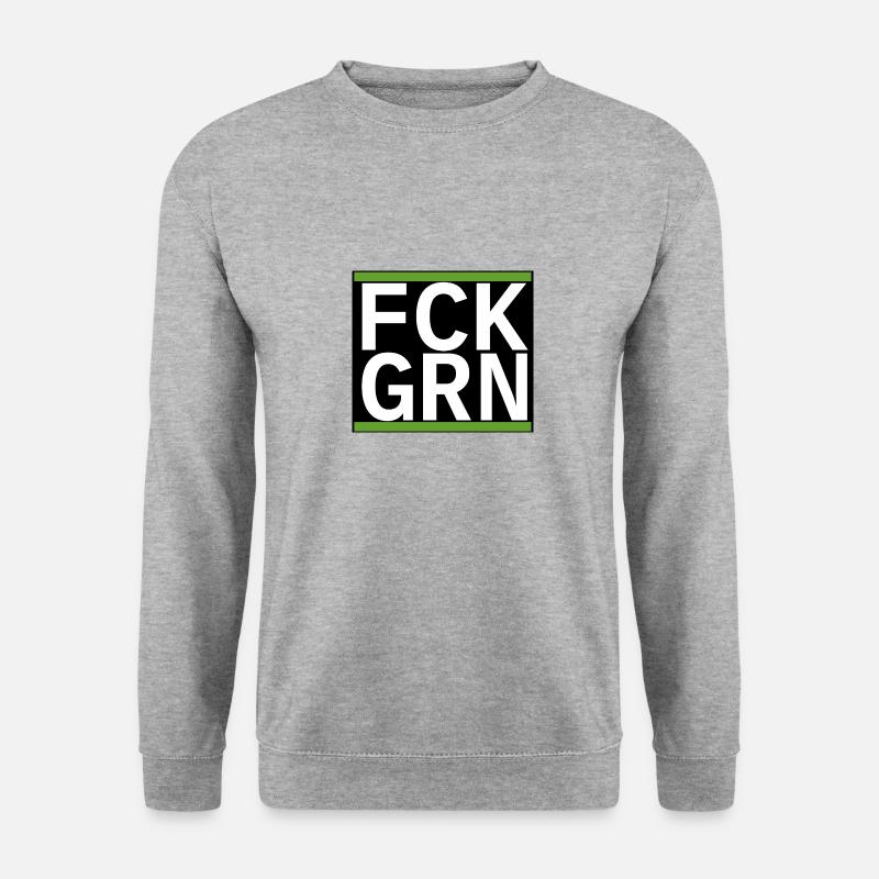 FCK GRN - Unisex Pullover - Weißgrau meliert