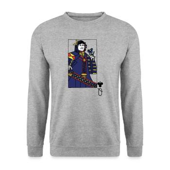 Köngin,spielkarte,karneval,queen elizabeth - Unisex Pullover - Weißgrau meliert - Vorne - Alina (178cm) & Michal (187cm)