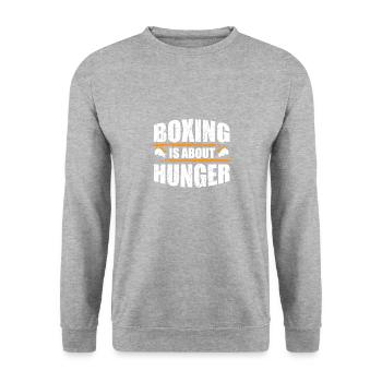 Boxing is About Hunger - Unisex Sweatshirt - salt & pepper - Front - Alina (178cm) & Michal (187cm)