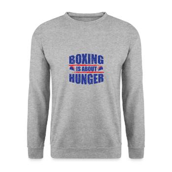 Boxing is About Hunger - Unisex Pullover - Weißgrau meliert - Vorne - Alina (178cm) & Michal (187cm)