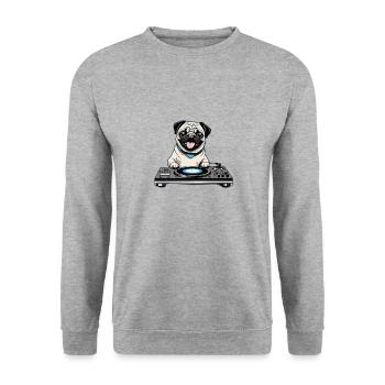 Beat Pug I Music Pug I DJ Dog Gift Idea - Unisex Sweatshirt - salt & pepper - Front - Alina (178cm) & Michal (187cm)