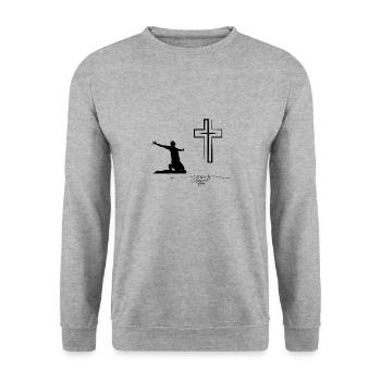 Jésus t’aime - Sweat-shirt Unisexe - gris chiné - Devant - Alina (178cm) & Michal (187cm)