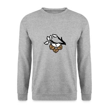 Drei Haselnüsse am Ast 3 - Unisex Pullover - Weißgrau meliert - Vorne - Alina (178cm) & Michal (187cm)
