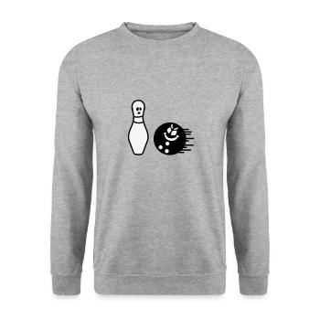 Pin und Bowlingkugel Bowling - Unisex Pullover - Weißgrau meliert - Vorne - Alina (178cm) & Michal (187cm)