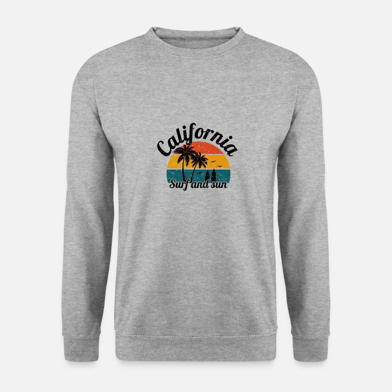 tropische kalifornische Palmen - Unisex Pullover - Weißgrau meliert