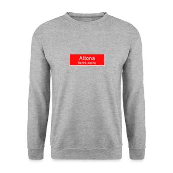 Altona - Hamburg Bezirksschild/Ortsschild - Unisex Pullover - Weißgrau meliert - Vorne - Alina (178cm) & Michal (187cm)