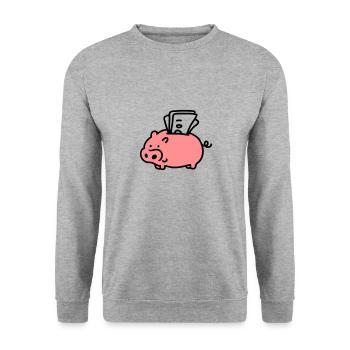 Piggy bank with money - Unisex Sweatshirt - salt & pepper - Front - Alina (178cm) & Michal (187cm)