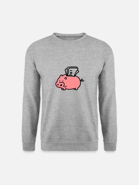 Sparegris med penge - Unisex sweater - hvidgrå meleret