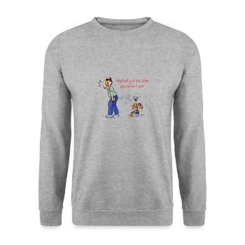Man farting to dying flower - Unisex Sweatshirt - salt & pepper - Front - Alina (178cm) & Michal (187cm)