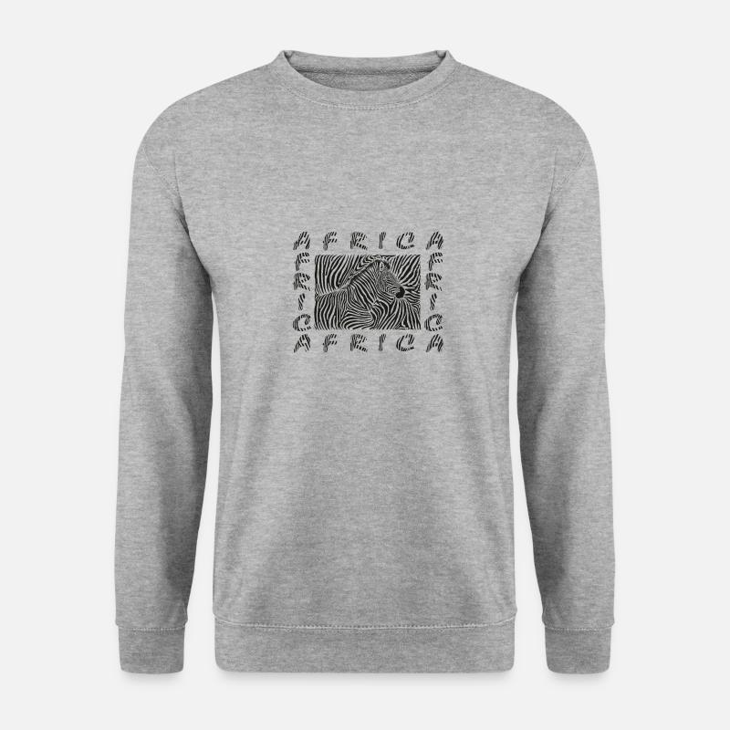 Background with a zebra motif with the text AFRICA - Unisex Pullover - Weißgrau meliert
