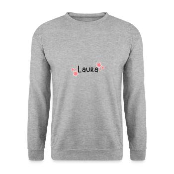 Name - Laura - Unisex Pullover - Weißgrau meliert - Vorne - Alina (178cm) & Michal (187cm)