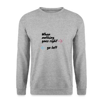 J’aime les vêtements / Rien ne va bien - Sweat-shirt Unisexe - gris chiné - Devant - Alina (178cm) & Michal (187cm)
