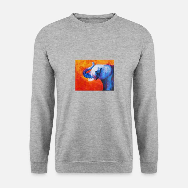 Elefant - Unisex Pullover - Weißgrau meliert