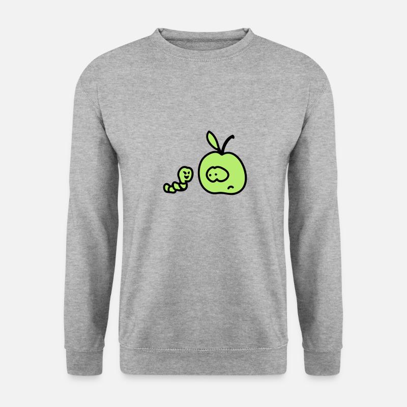 Wurm trifft Apfel - Unisex Pullover - Weißgrau meliert