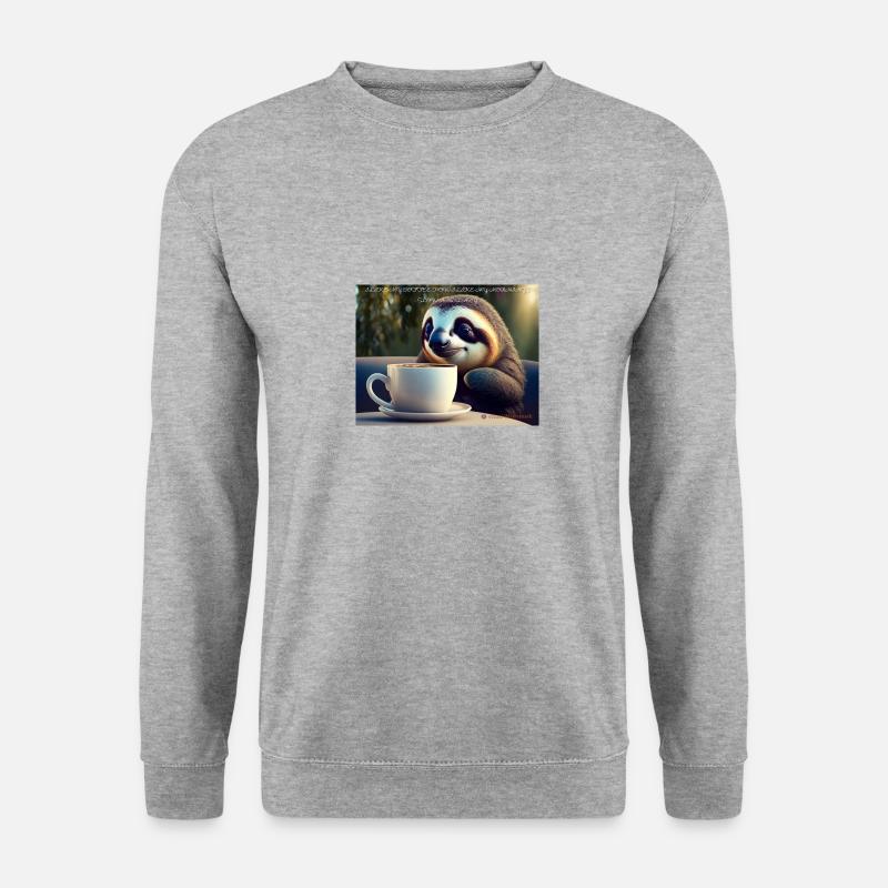 Caffeinated Sloth - Unisex Pullover - Weißgrau meliert