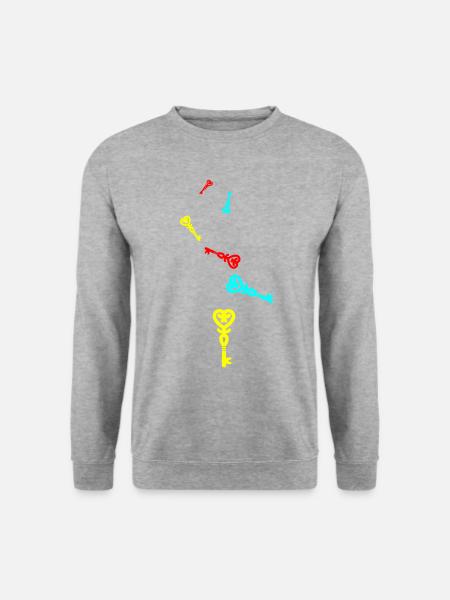 Schlüssel herz hochzeit - Unisex Pullover - Weißgrau meliert