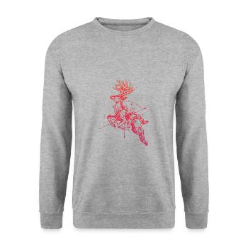 Hirsch mit Kompass - Unisex Pullover - Weißgrau meliert - Vorne - Alina (178cm) & Michal (187cm)