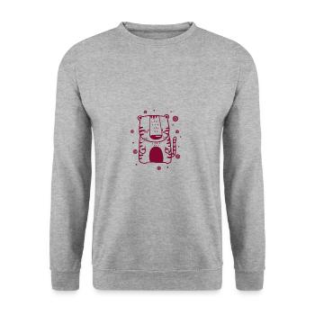 lustiger kleiner Tiger - Unisex Pullover - Weißgrau meliert - Vorne - Alina (178cm) & Michal (187cm)