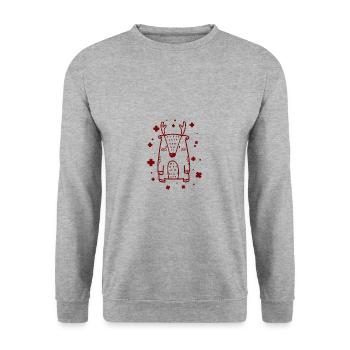 lustiger Elch - Unisex Pullover - Weißgrau meliert - Vorne - Alina (178cm) & Michal (187cm)