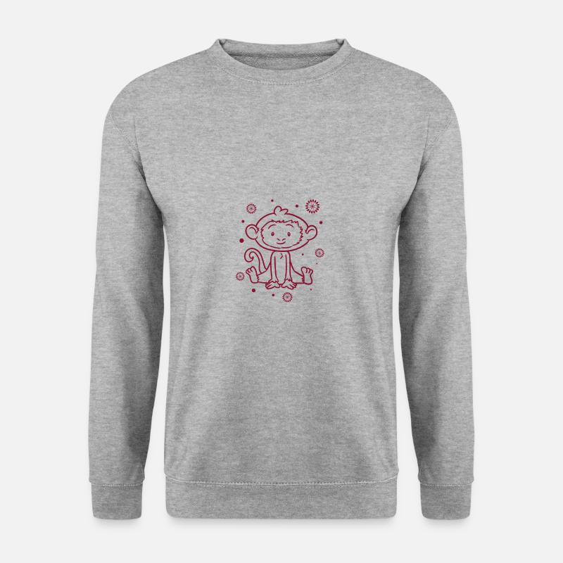 lustiger kleiner Affe - Unisex Pullover - Weißgrau meliert