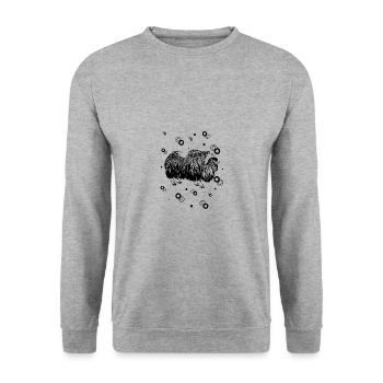 Bison - Buffalo - Sweat-shirt Unisexe - gris chiné - Devant - Alina (178cm) & Michal (187cm)
