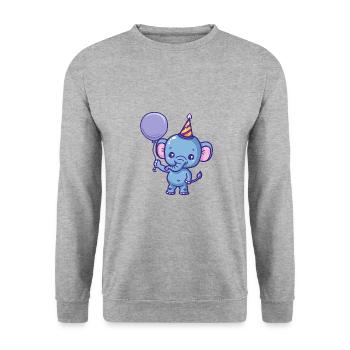 Bande dessinée d’anniversaire mammouth - Sweat-shirt Unisexe - gris chiné - Devant - Alina (178cm) & Michal (187cm)